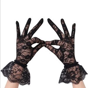 Sheer Black  Lace Gloves